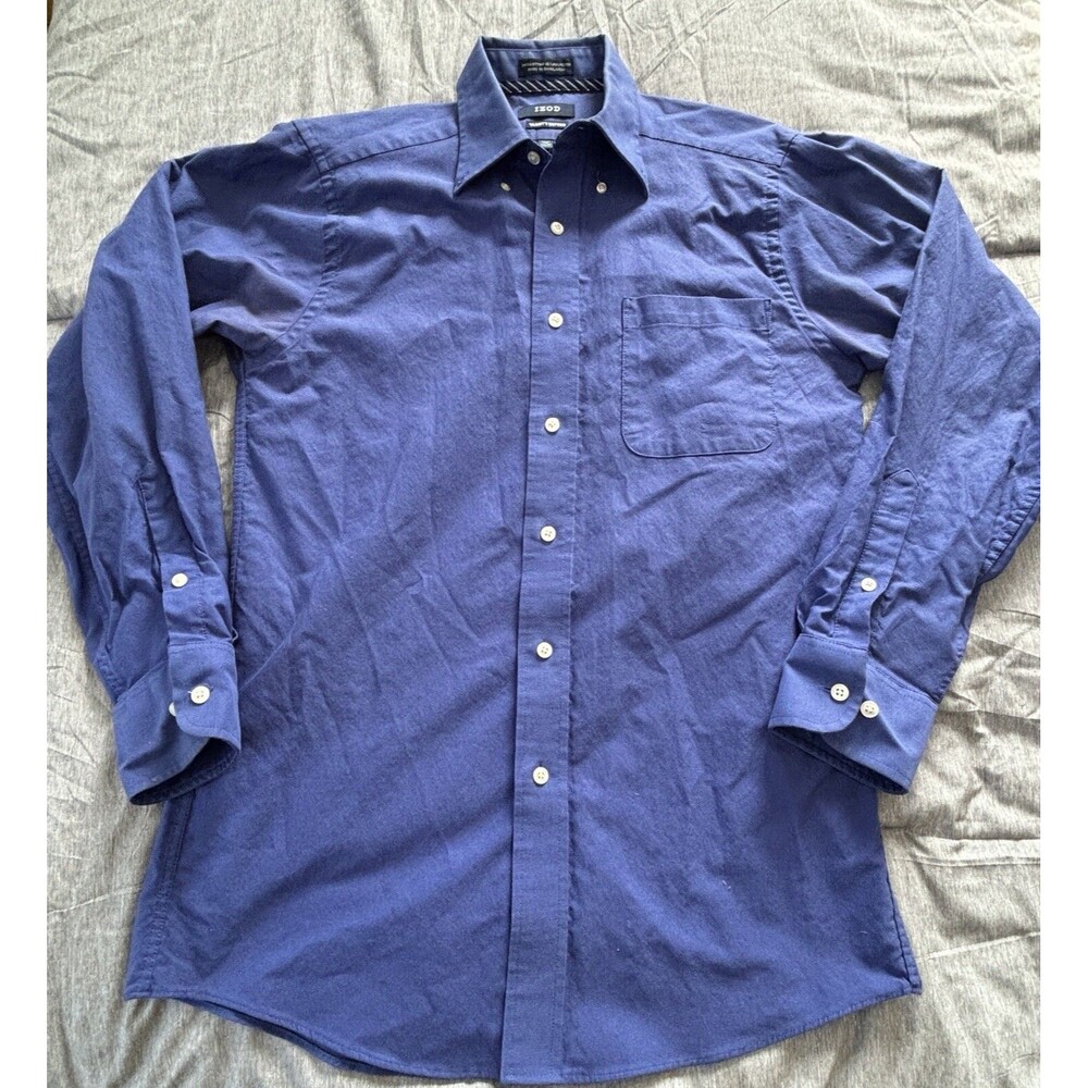 Izod Button Up Shirt Men's Blue Long Sleeve Slim Fit 15-32/33